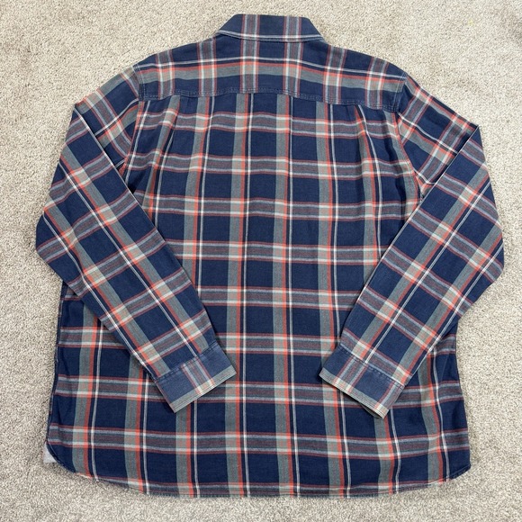 32 Bar Blues Plaid Twill Flannel Button Shirt XXL Blue Red Long Sleeve Casual - Picture 8 of 8